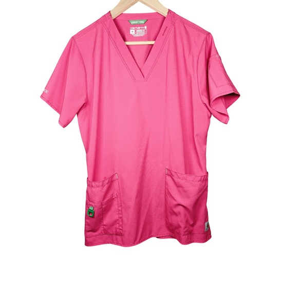 Carhartt Tops - Carhartt Force Modern Fit Pink orange Scrub Top V-Neck Short Sleeve Medium